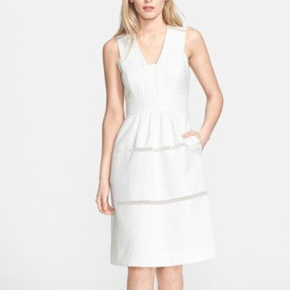 Stylish White V-Neck Dress